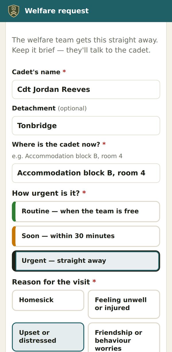 The request form
