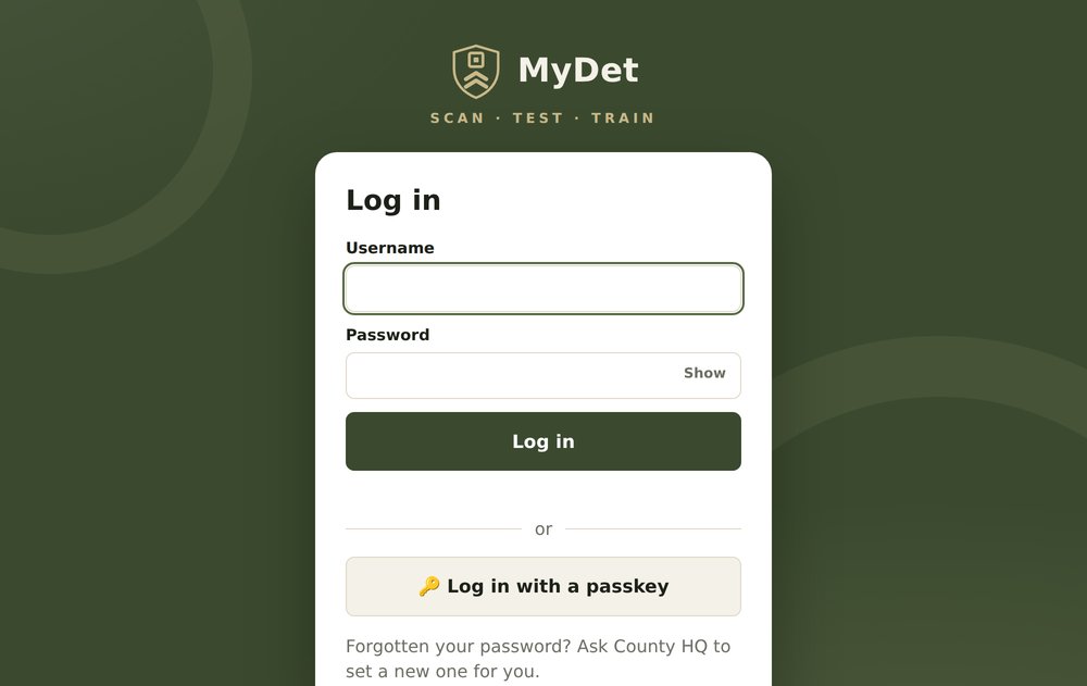 The login page